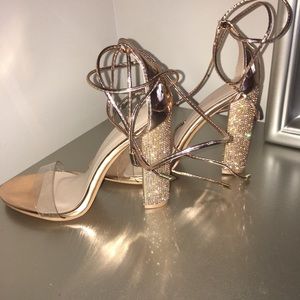 Rose gold sparkly heels